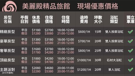 閃耀新價登場 ✨ 美麗殿精品旅館｜現場專屬優惠